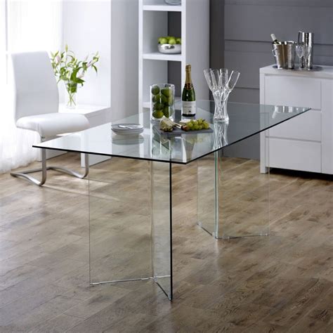 geo glass clear rectangle  seater dining table  seater dining table
