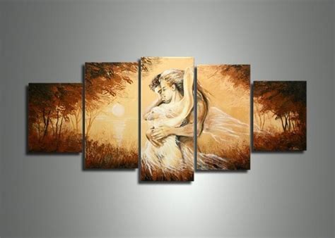 Handmade 5 Panel Modern Abstract Oil Painting On Canvas