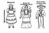 Coloring Mexican Pages Dress Little Girl Wearing Color sketch template
