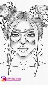 Coloring Girl Girls Printable Coloriage Colouring Outline Portrait Drawing Pages Drawings Adult Girly Colour Fashion Sheet Visage Adults Easy Etsy sketch template