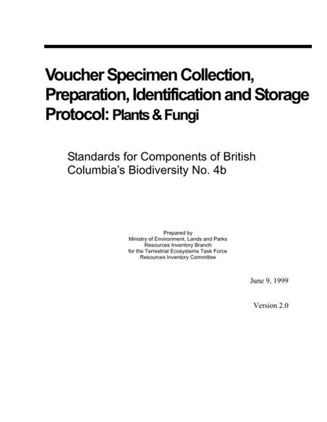 voucher specimen collection preparation identification  storage