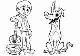 Coco Coloring Movie Pages Dog Disney Dante Miguel Printable Kids Color Print sketch template
