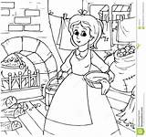 Coloring Cinderella Outline Chores Doing House Pages Clipart Maid Kids Colouring Around Clip Housekeeping Printable Color Template sketch template