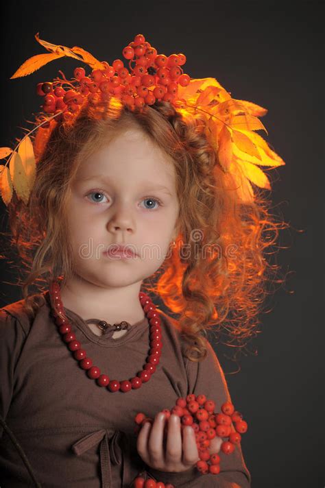 autumn little red haired princess stock image image of fashion