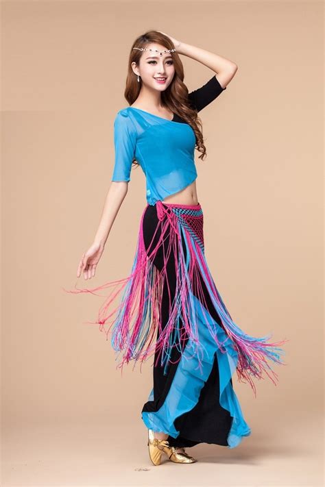 new style belly dance costume set lady sexy tassel 3pcs suit for women