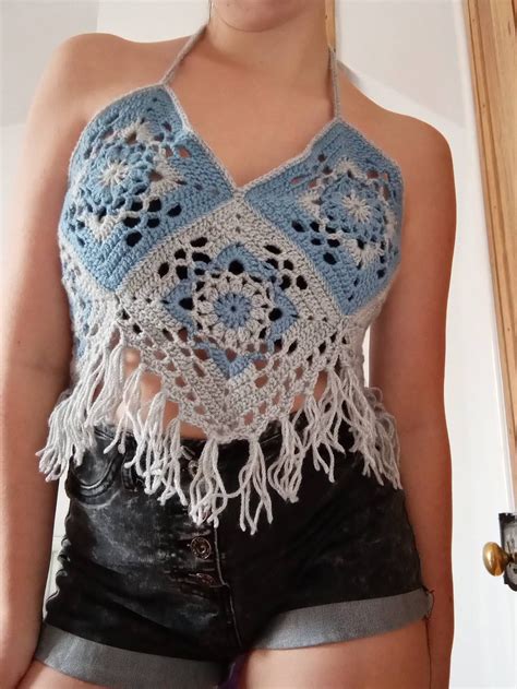 handmade crochet backless crop top etsy uk