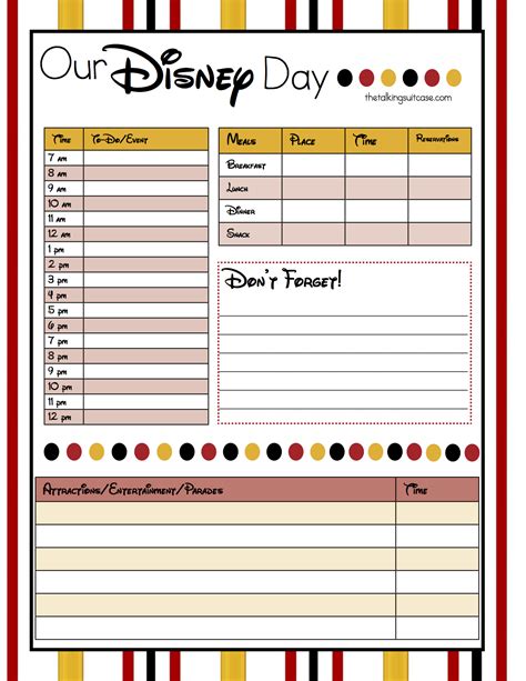 printable disney vacation planner printable templates