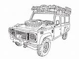 Rover Land Defender Colouring Landrover Drawing 4x4 Jeep Coloring Line Pages Car Trophy Camel Drawings Vehicles Books sketch template