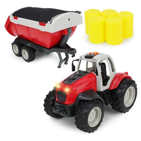 buy boley farm tractor  trailer light  sound farm toy truck tractor set hay bales