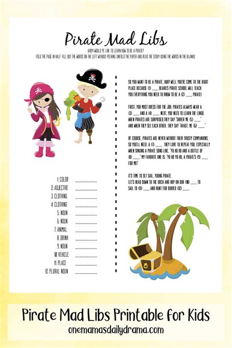 pirate mad libs game    kids giggling