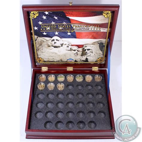united states presidential dollar coin collection box beautiful engraved cherry wood finish box
