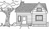 Rumah Village Sketsa Mewarnai Kartun Psikotes Pemandangan sketch template