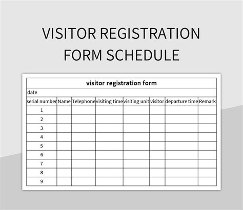 visitor registration form schedule excel template  google sheets