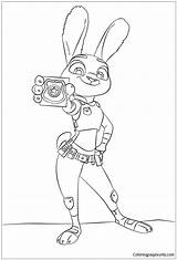 Coloring Zootopia Pages Hopps Police Officer Disney Printable Color Kids sketch template