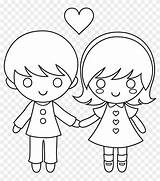 Boy Girl Holding Draw Little Clipart Hands Child Valentine Valentines sketch template