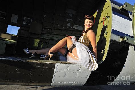 Sexy 1940s Style Pin Up Girl Sitting Photograph By