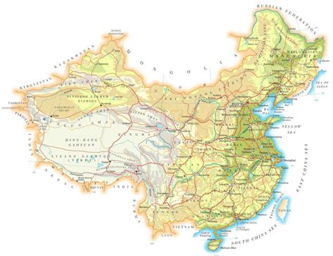 Physical Map Of China 2010 2011 Printable Relief Maps Topography