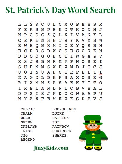 printable st patricks day word search puzzle jinxy kids