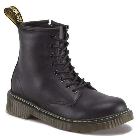 dr martens kids delaney black softy leather junior boots  official stockist