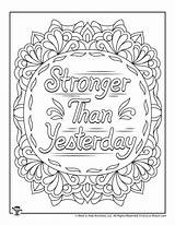Coloring Positive Sayings Stronger Woojr Words sketch template