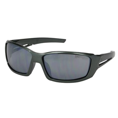 full frame safety glasses with gray frame and gray mirror lens