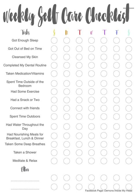 weekly  care checklist  printable   basics