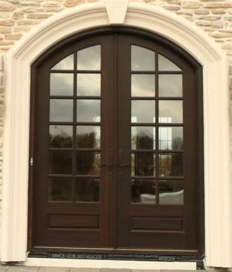elegant mahogany  glass arch double front door home design hawk haven