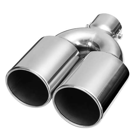 universal stainless steel car exhaust dual tail pipe tips mm inlet chrome  mufflers