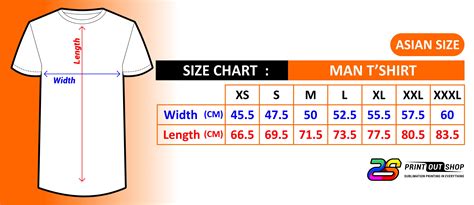 size chartmen  shirtasian size printout shop