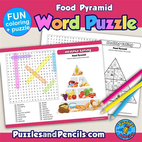 food pyramid word search puzzle activity  coloring healthy eating