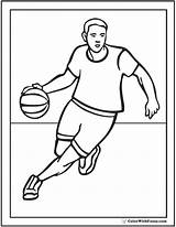 Basketball Coloring Pages Dribble Court Down Ball Bounce sketch template