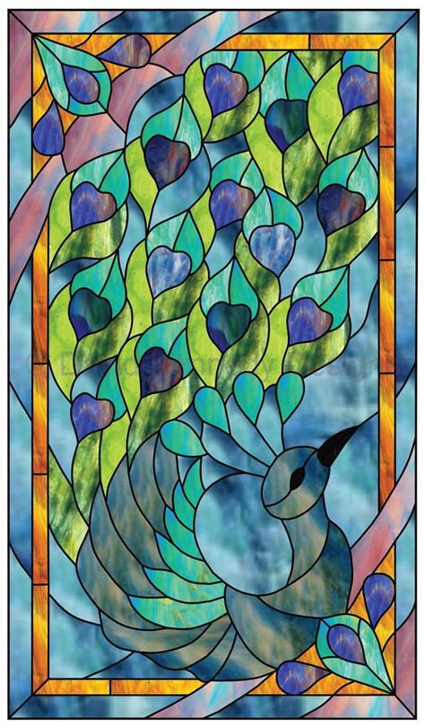 Peacock 1 Stained Glass Pattern © David Kennedy Designs