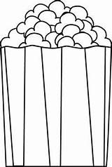 Popcorn Clip Clipart Box Bucket Outline Coloring Cliparts Piece Machine Food Drawing Pages Movie Cartoon Kernel Pieces Container Snacks Printable sketch template