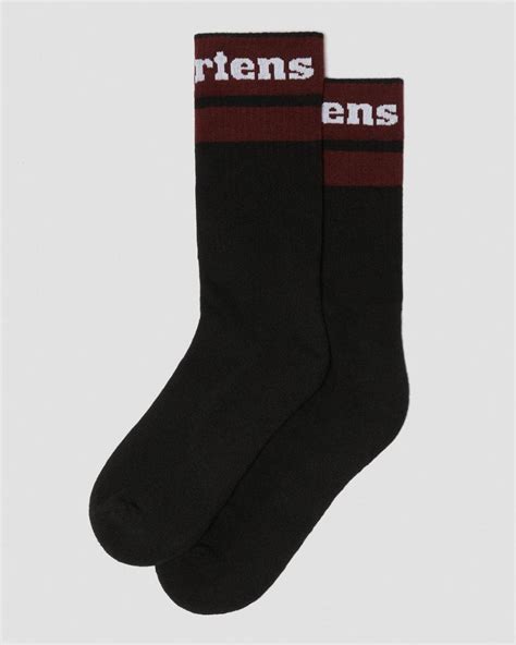 femmehomme dr martens athletic logo cotton blend socks black cherry red white cotton blend