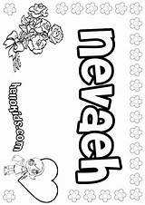 Nevaeh Coloring Pages Name Color Printable Names Sheets Girls Print Baby Girl Kids Choose Board sketch template