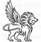 Lion Clipart Winged Coloring Pages Wings Vector Flying Heraldry Pro Rampant Royal Advertisement sketch template