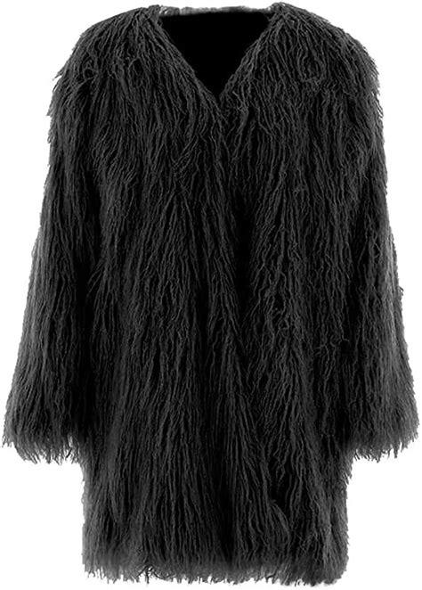 Women S Shaggy Faux Fur Coat Jacket Open Front Long Cardigan Winter