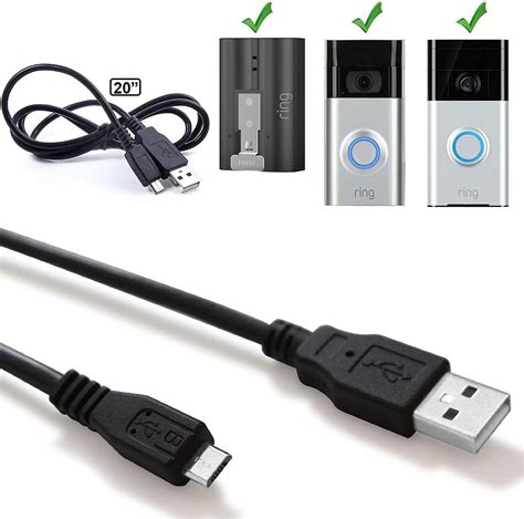 ring doorbell camera battery charging cable replacement  usb  adesso power staying