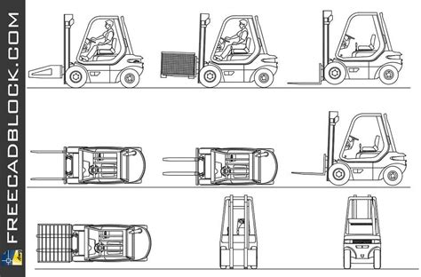 Forklifts Views Dwg Drawing Free Download In Autocad 2d Cad Free