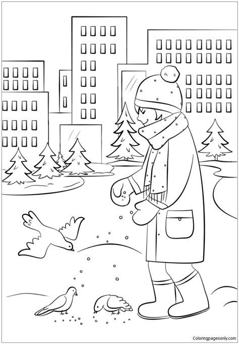winter birds coloring pages
