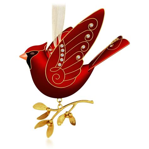 festive cardinal birds christmas ornaments