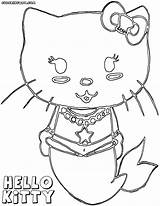 Kitty Hello Coloring Mermaid Pages sketch template