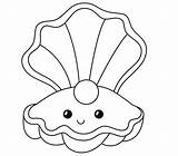 Seashell Cartoon Coloring Pages Printable Kids sketch template