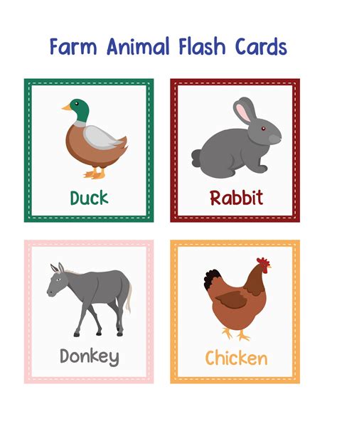 printable printable animal flash cards