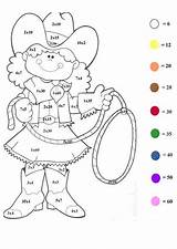 Coloring Color Number Math Worksheet Pages Printable Kids Cowgirl Worksheets Numbers Multiplication Girl Sheets Western Print Ecoloringpage Hellokids Games sketch template