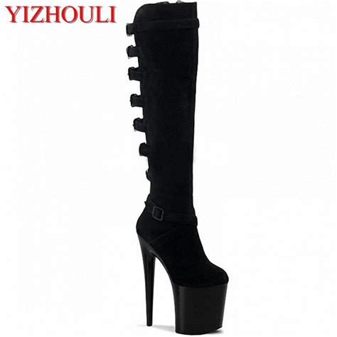 20cm Pole Dancing Boots Thigh High Stiletto Boots 8 Inch Spike Heels