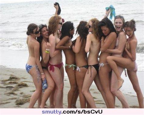 group beach outdoor ocean bikini topless chooseone third from left