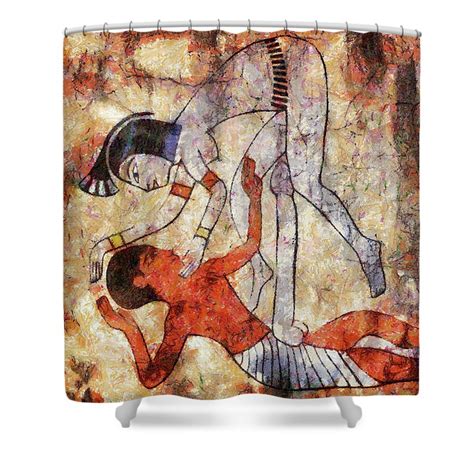 erotic art of ancient egypt shower curtain for sale by michal boubin
