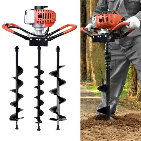 cc post hole digger gas powered earth auger borer fence ground drill