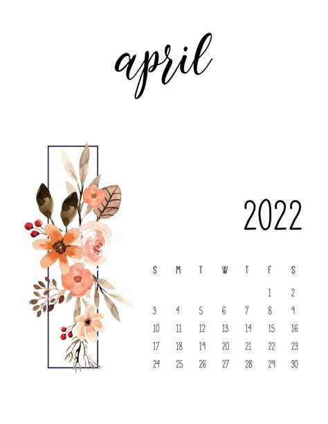 april  calendar template  printable calendar